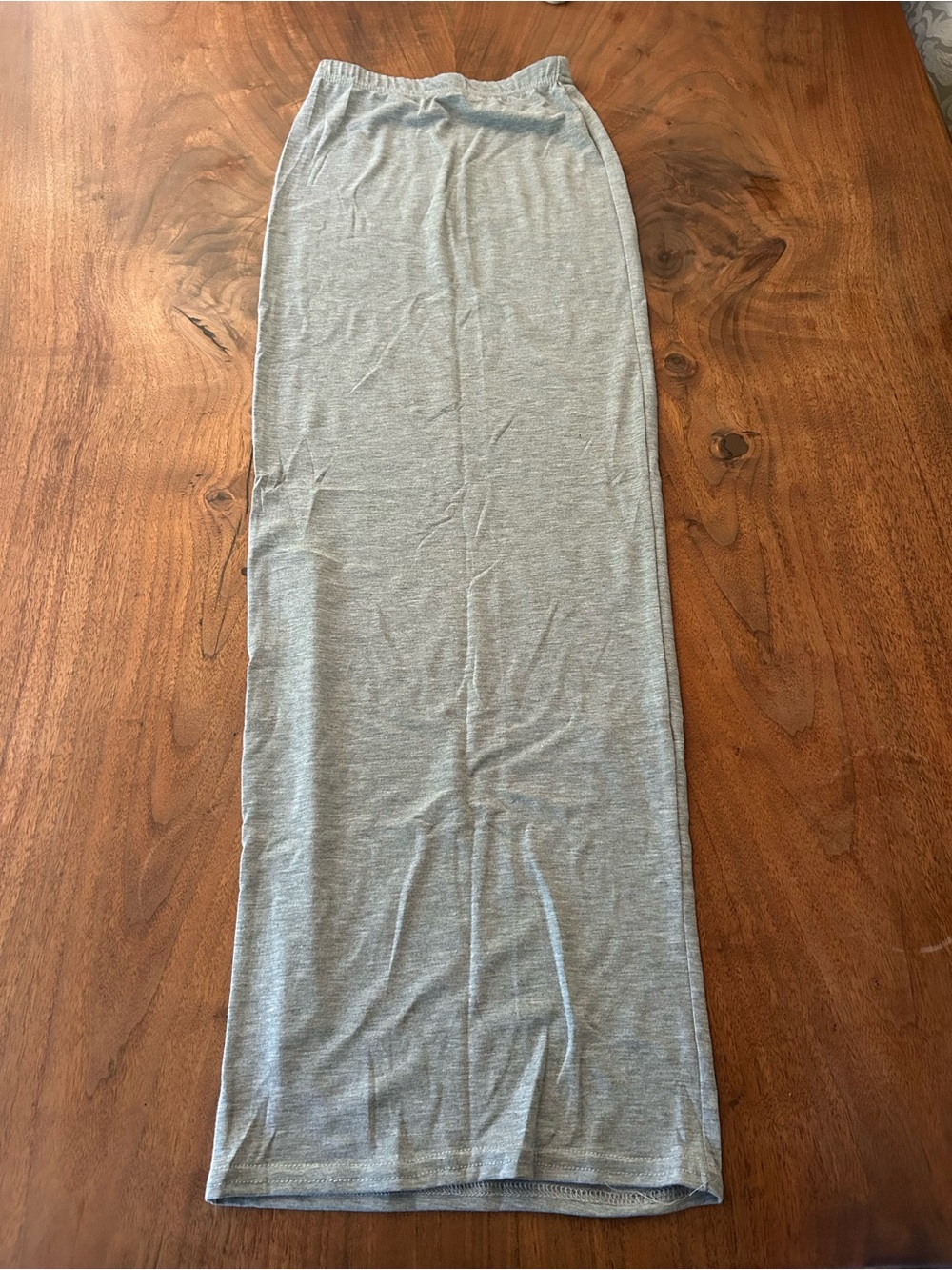 Women's Light Gray Maxi Skirt - Simple Jersey Pencil Style